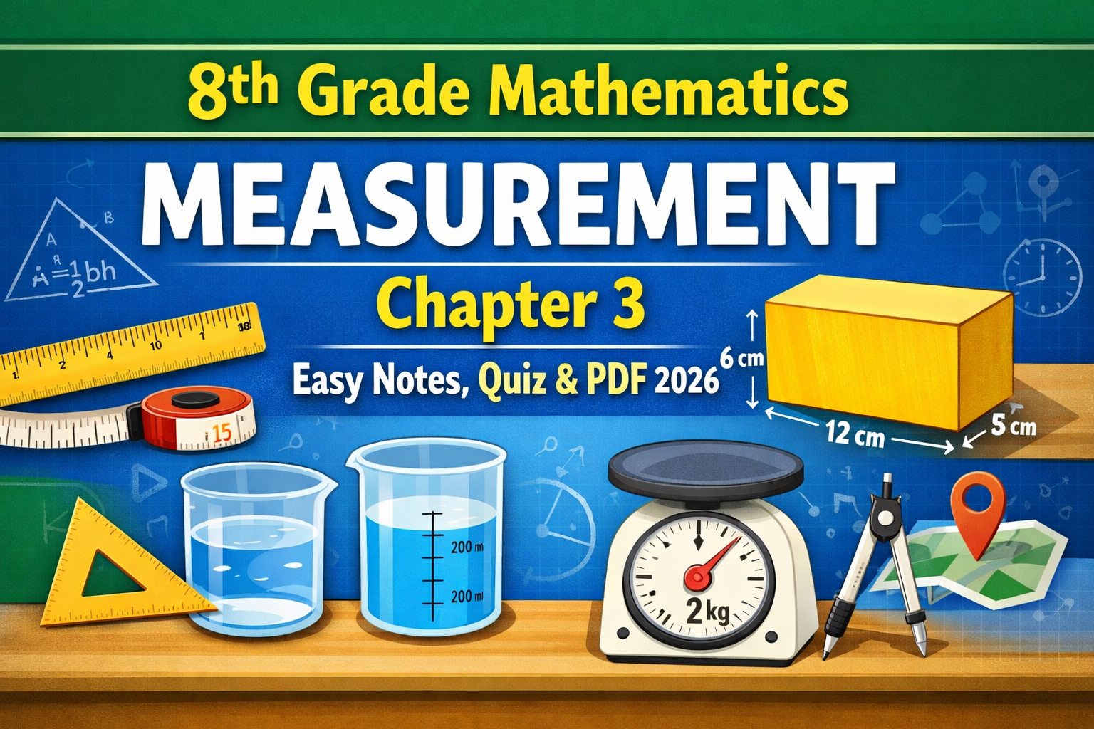 পরিমাপ অষ্টম শ্রেণী গণিত তৃতীয় অধ্যায় সহজ নোট কুইজ ও PDF ২০২৬